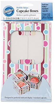 WILTON Baking Cupcake Boxes 3PCS Bubble Stripe 415-116