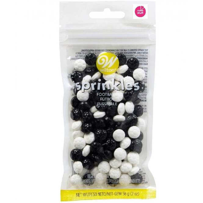 WILTON Baking Sprinkles Footballs White & Black 03-2135 2OZ 56G