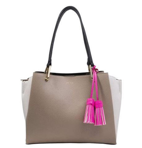 ANNE KLEIN Bag Large A-HINGE Satchel Truffle