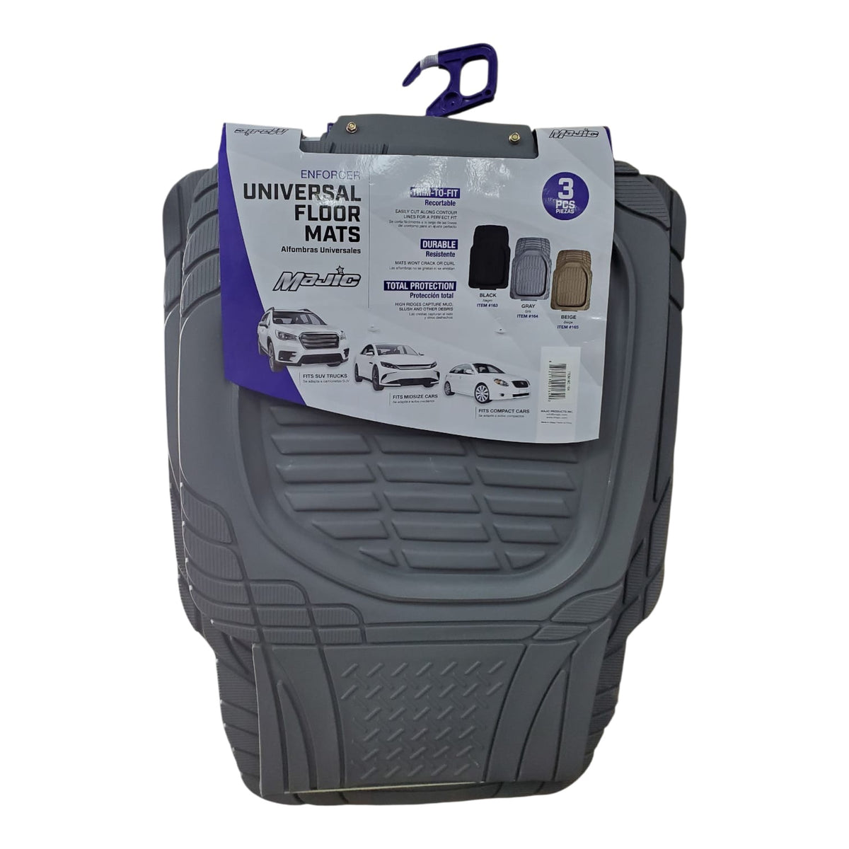 MAJIC Car Mat Universal 164 the Enforcer 3PCS Rubber Grey 5-SEATERS +