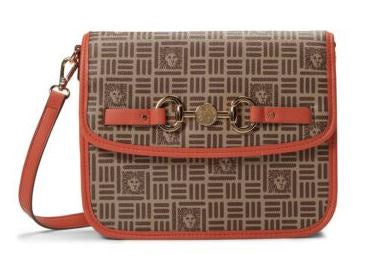 ANNE KLEIN Bag Flap Crossbody Yellow / Cognac / Saddle W/HORSEBIT