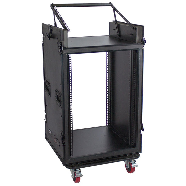 BLASTKING Console Rack Case IBKE-ARW16UM 16 Space with Mixer and Wheels Shockmount