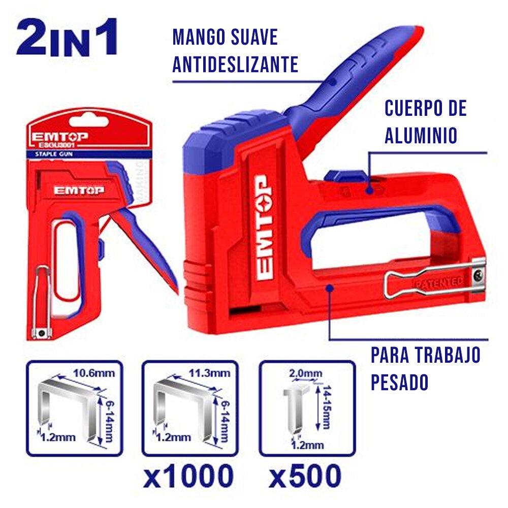 EMTOP Staple Gun ESGU3001 Heavy Duty with Staple