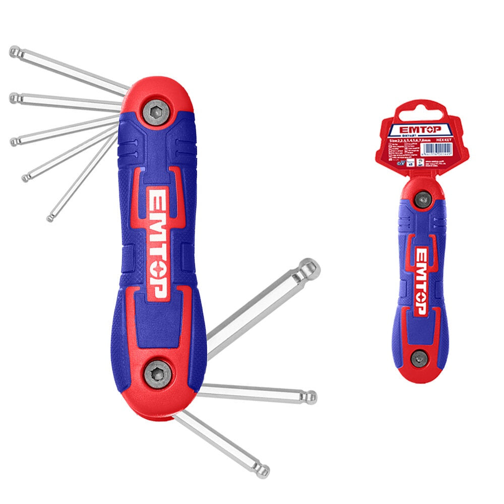 EMTOP Allen Key Set 8PCS EHKY4082 Hex Key Ball Point