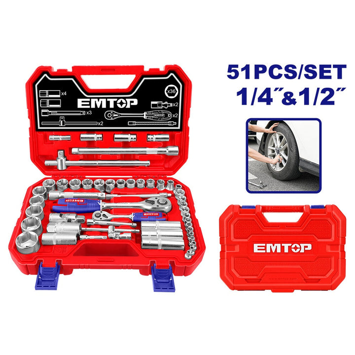 EMTOP Socket Set 51PCS 1/2" ESKT42511
