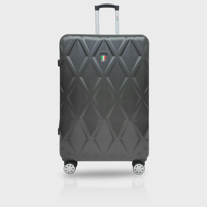 TUCCI ITALY Luggage Suitcase Large 28" Alveare T0328-28IN-DGR Hard Cover 4 Wheel Spinner Dark Grey