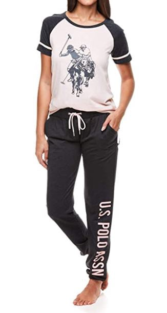 US POLO ASSN. Women PJ/LOUNGE Wear Set Us Polo Pink & Charcoal