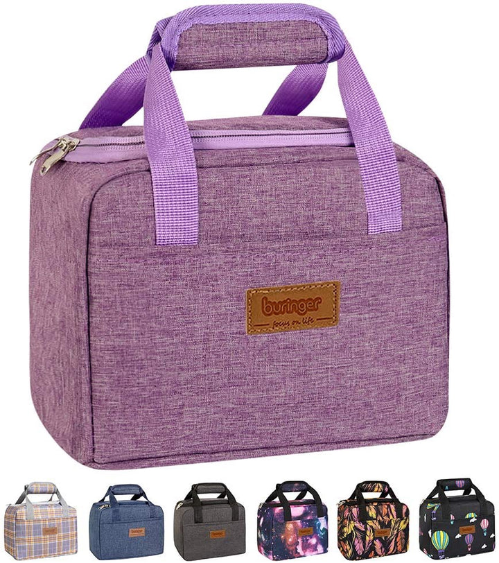 BURINGER Bag Insulated Lunch Cooler Cute Box Tote Bento Container with Front Pocket for Women