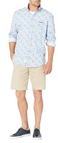 US POLO ASSN. Men Shirt Long Sleeve Button Down Us Polo WHITE/BLUE Floral Print