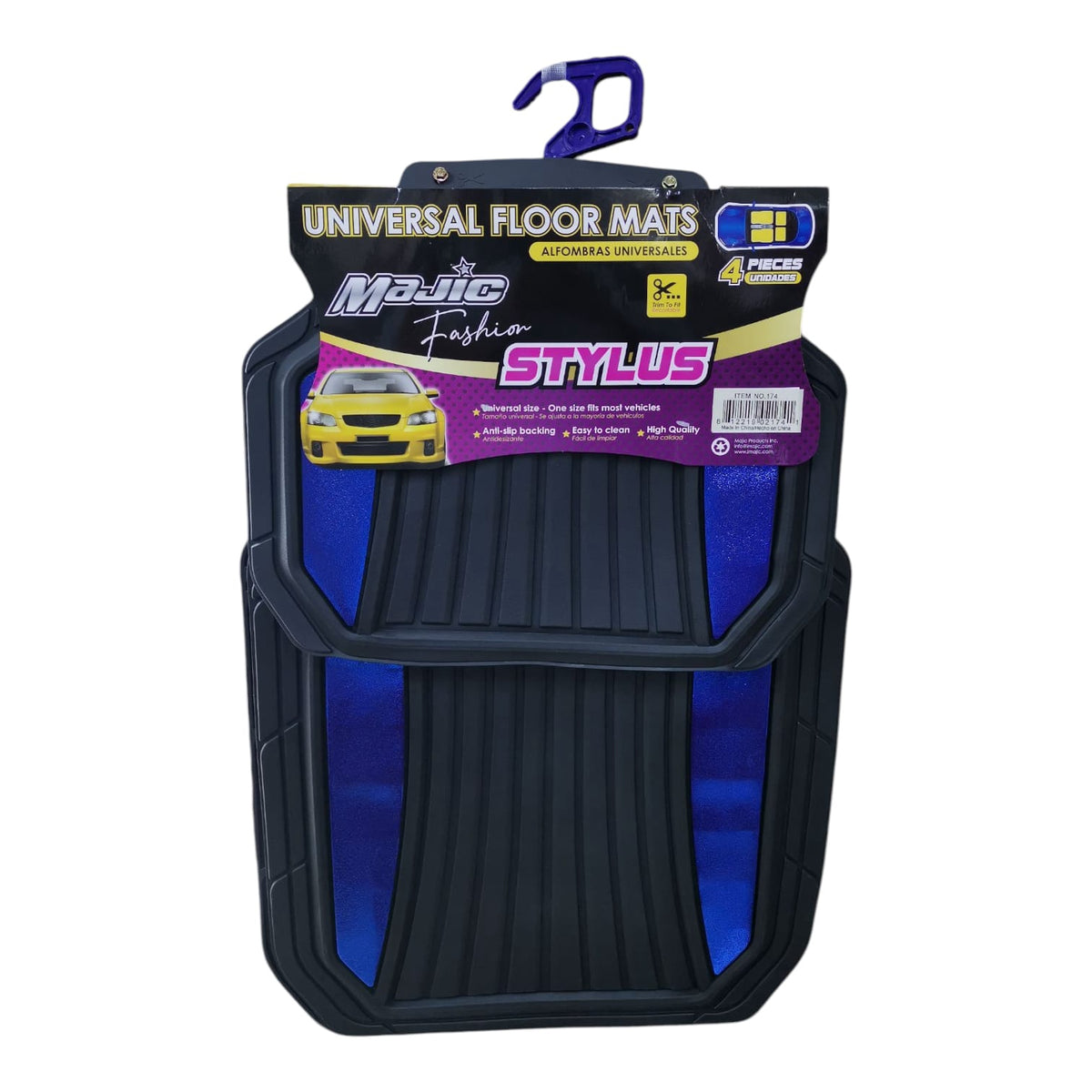 MAJIC Car Mat Universal 174 4PCS Rubber Black and Blue Stylus