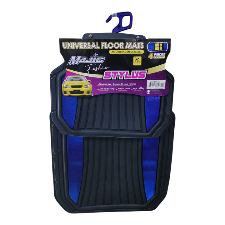 MAJIC Car Mat Universal 174 4PCS Rubber Black and Blue Stylus