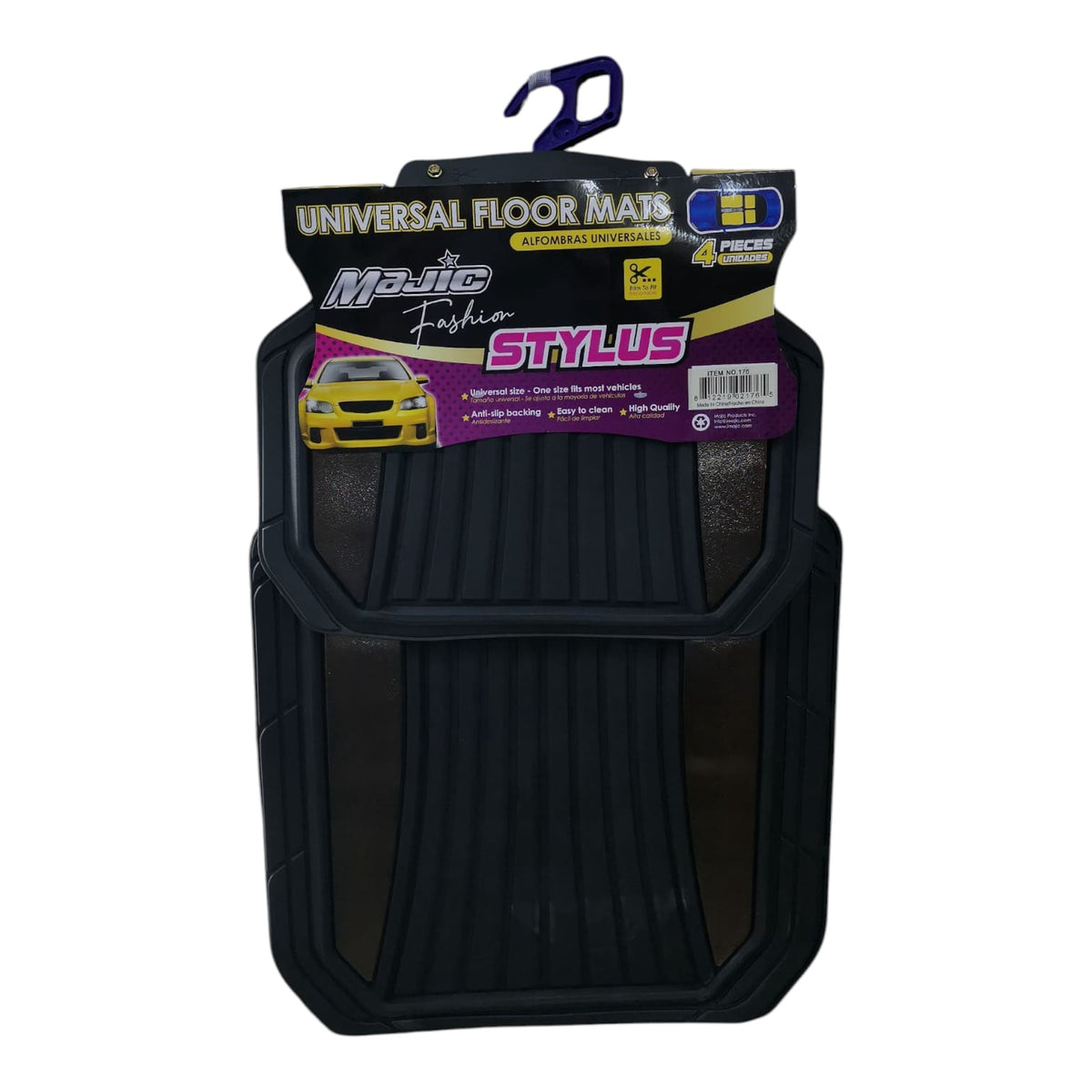MAJIC Car Mat Universal 176 4PCS Rubber Black and Gunmetal Stylus