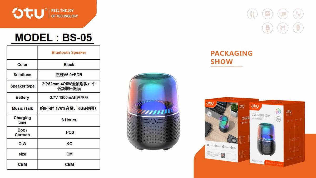 OTU Music Box Bluetooth BS-05 Bt Rgb Speaker Portable Colorful