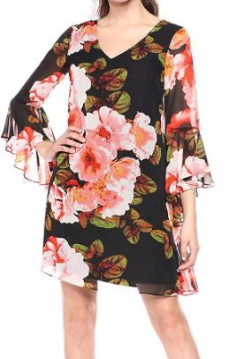 NINE WEST Dress Shift Cascading Sleeve Size 4