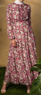 Dress Floral Chiffon Purple / Pink