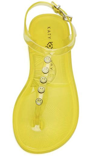 KATY PERRY Footwear Women's GELI-T Strap Flat Sandal Lemon