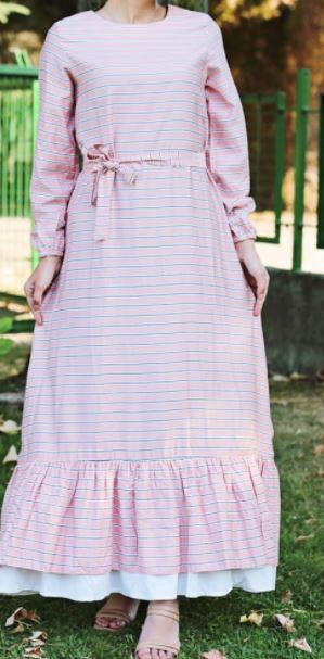 Dress Stripe W/BAND Pink / Mustard