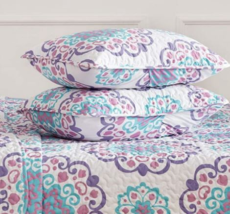 SLEEP ZONE Quilt Set 3PCS Printed Lightweight Microfiber Classic Circle