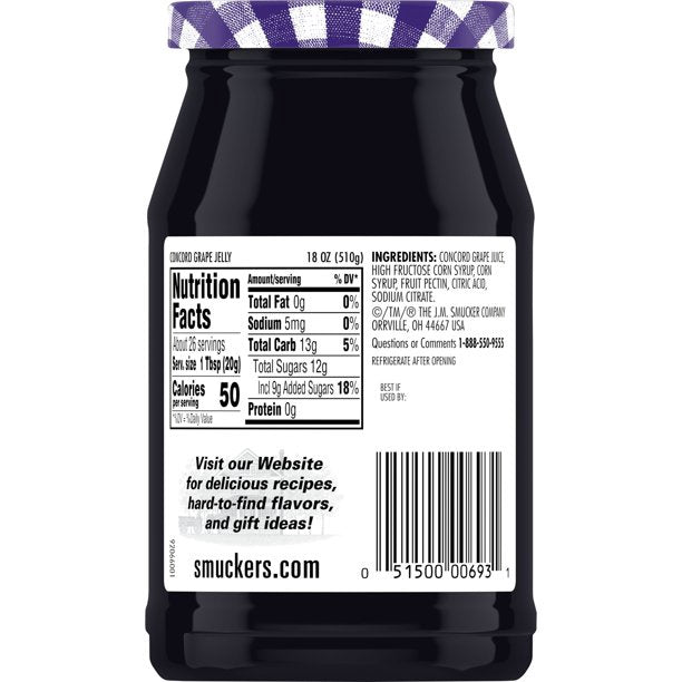 SMUCKER'S Concord Grape Jelly 18OZ 510G