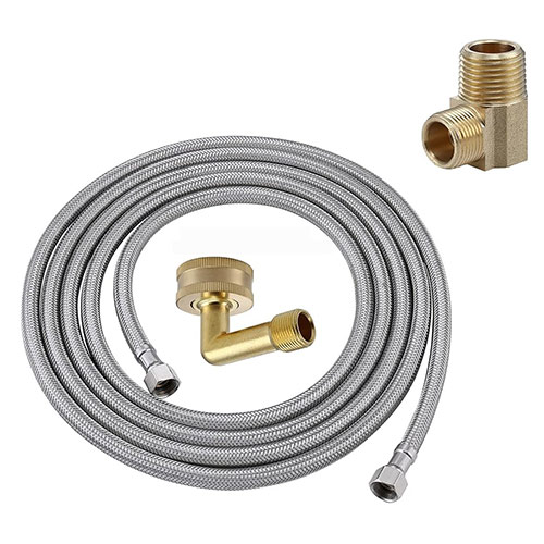 KIOTTO Dishwasher Fitting Stainless Steel Braided Inlet 6FT DS7238E Hose Kit
