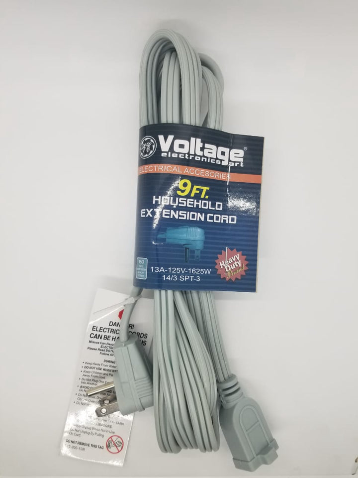VOLTAGE Extension Cord 9FT Grey Heavy Duty 3 Pin