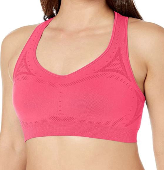 HANES Women Sports Bra Seamless Racerback Pink / L / Pink