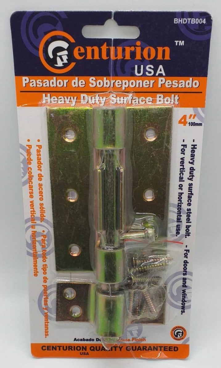 CENTURION Tower Bolt 4" BHDTB004 Brass Heavy Duty