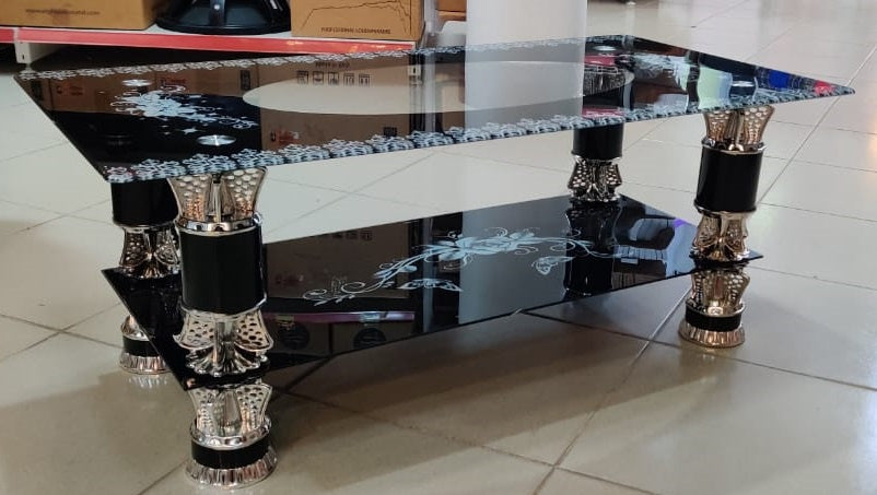 Glass Table Black, White & Silver CJ123