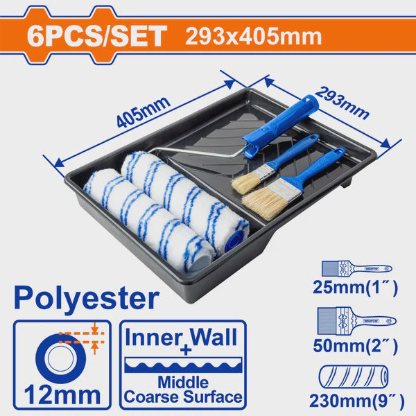 WADFOW Roller Brush 6PCS Kit WCB3H62 with Tray and Brush