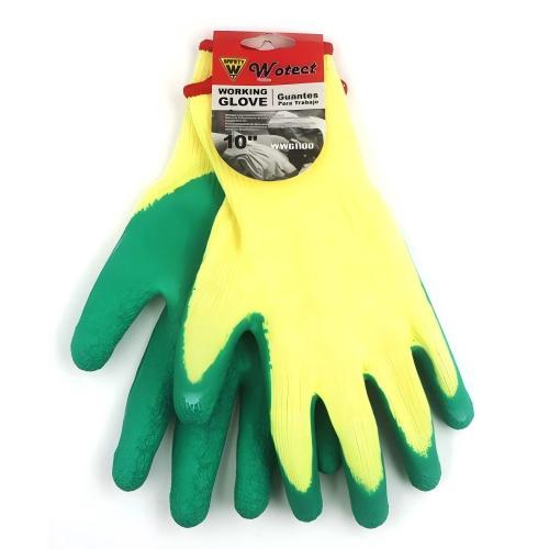 WOTECT Gloves LATEX/COTTON Green & Yellow GSH-WWG1100