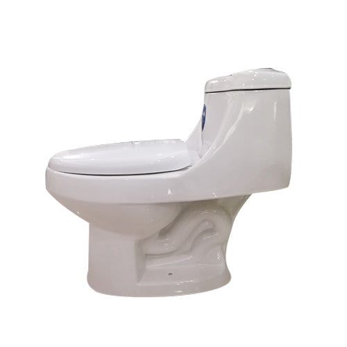 CPTL Toilet Set 1PC S Trap Elongated Closed Coupled White Button Dual Flush GNT-A132