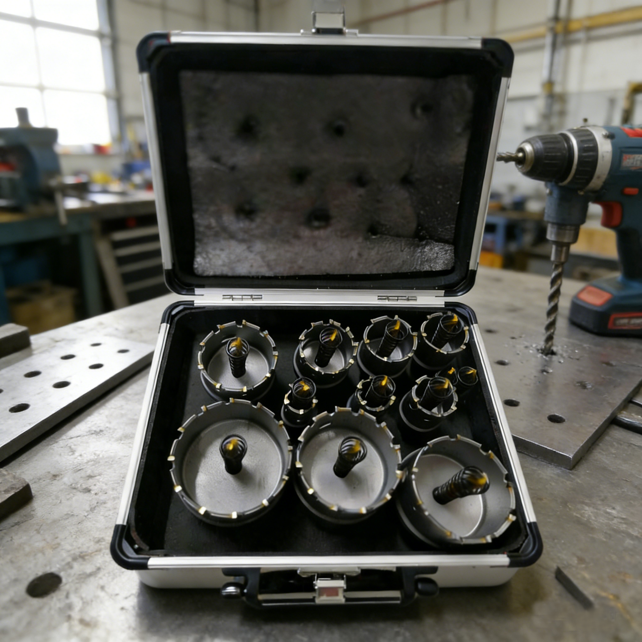 Black+Decker Alloy Hole Saw Set with Center Drill Bits for Metal, Stainless Steel & Wood