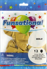 Party Balloons Funsational 12" 30CM 12PCS Pack Helium Quality Round