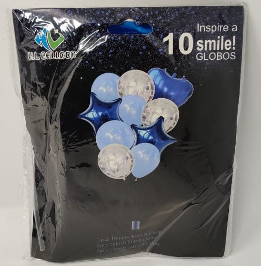 Party Balloons with Confetti Colored and Clear Kit 10PCS Pack HL149 H.l
