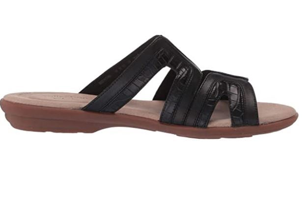 CLARKS Footwear Women's Ada Lilah Flat Sandal BLACK/BLACK Croco Combi