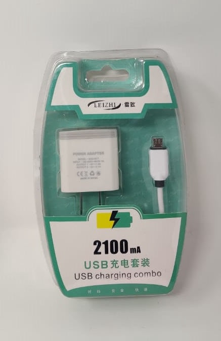 GENERIC USB Adaptor with Cable Micro 2100MA Leizhi Combo