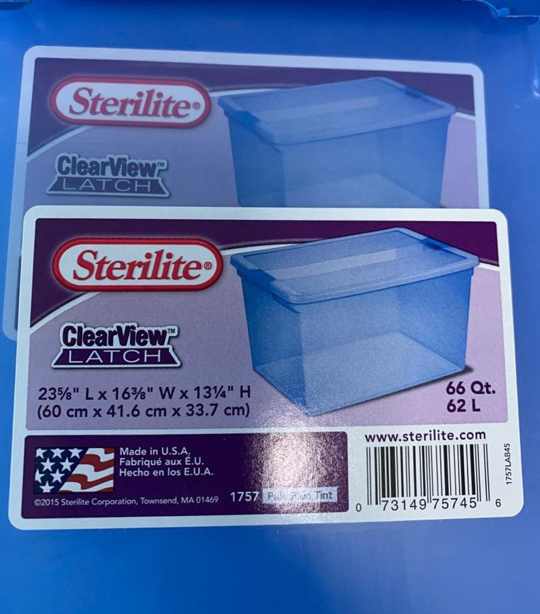 Sterilite Container W/COVER #1757 66Q Clear View Latch 235/8 L X 163/8 W X 131/4H