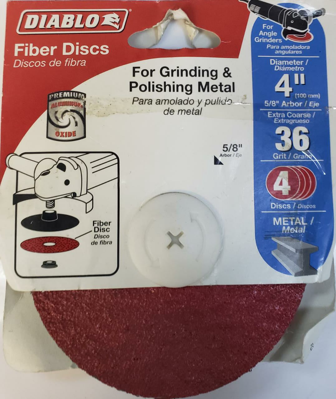 DIABLO Sanding Disc Fiber 4" #36 4PCS