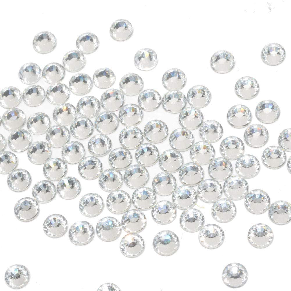 Nails Queenme 2100PCS Flat Back Crystals Clear Rhinestones Mix Size 2MM-6MM Flatback Art Rhinestones Round Glass Gems Stones for Shoes Diy Crafts Decoration with Wax Pen and Tweezers