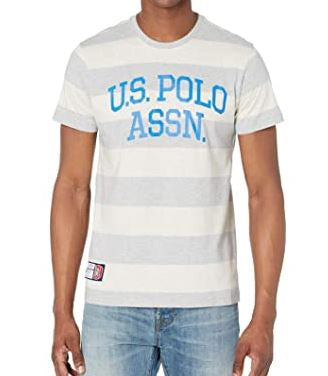 US POLO ASSN. Men T-SHIRT Us Polo Stripe Round Neck Grey