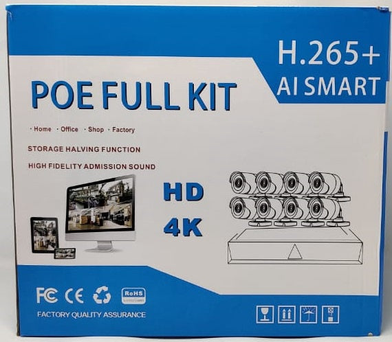 Security Camera Kit 8-PORT Nvr POE-4804A-200BQ Poe Full Kit H.265+ Ai Smart with 1TB Hard Drive