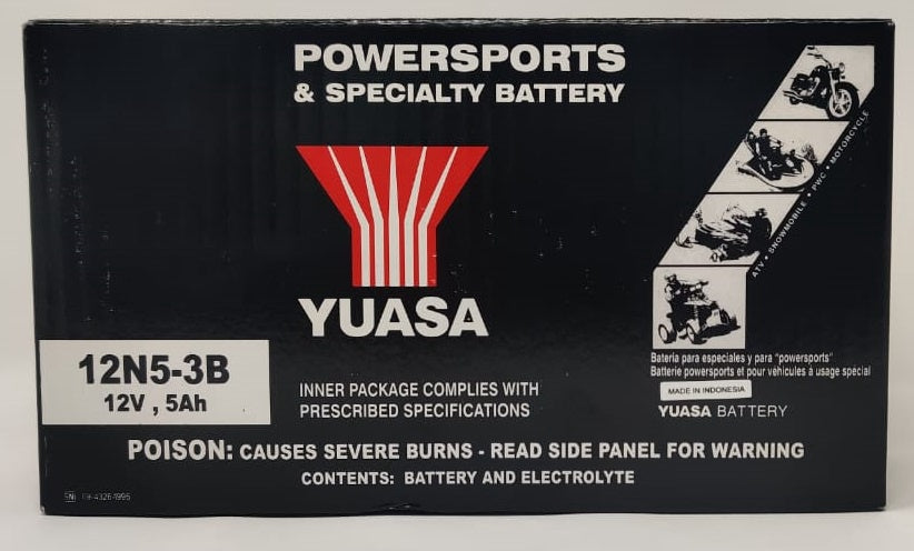 YUASA M/CYCLE Battery 12N5-3B 12V 5AH