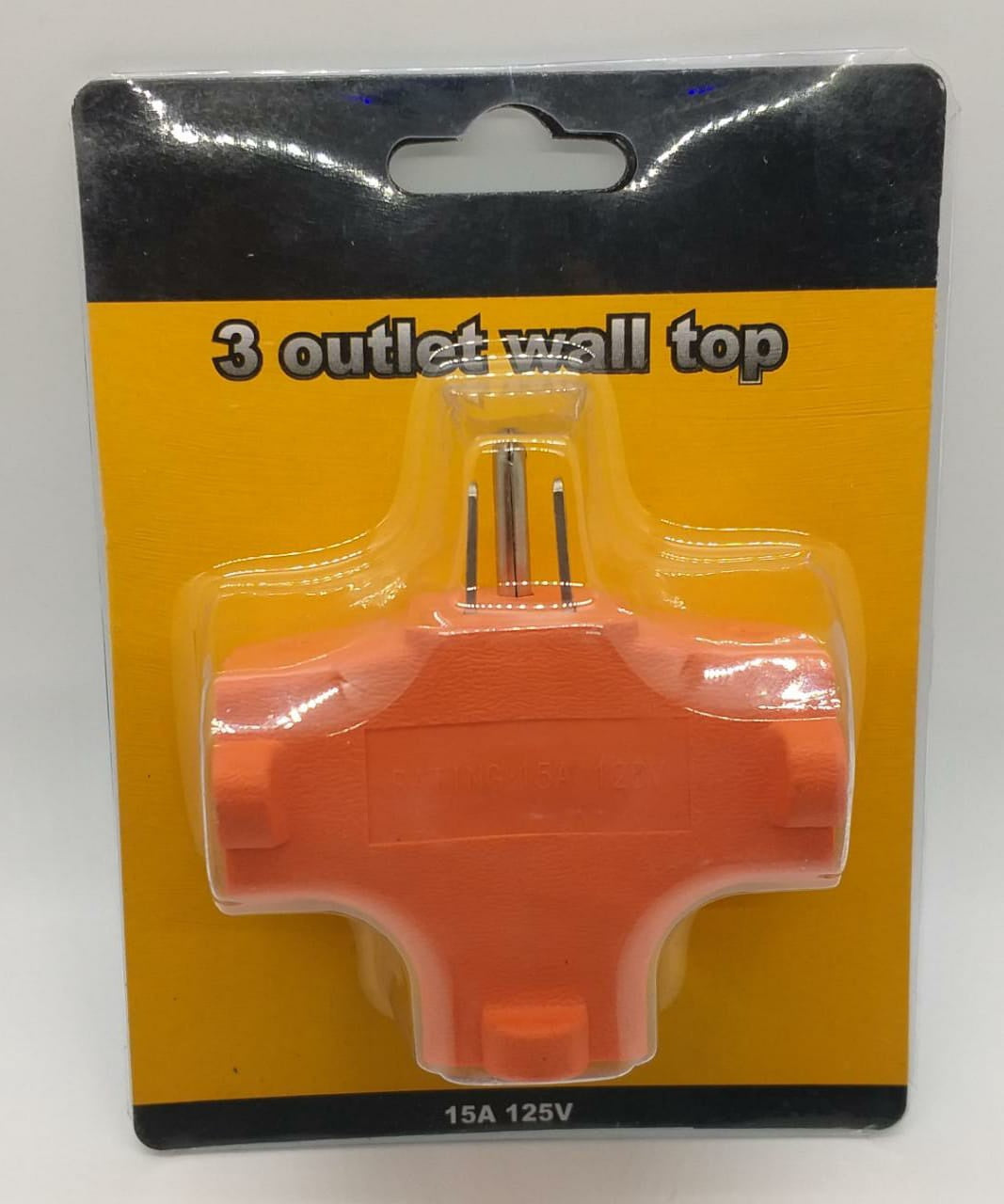 Adaptor 3 Pin 3 Outlet Orange 15A 125V