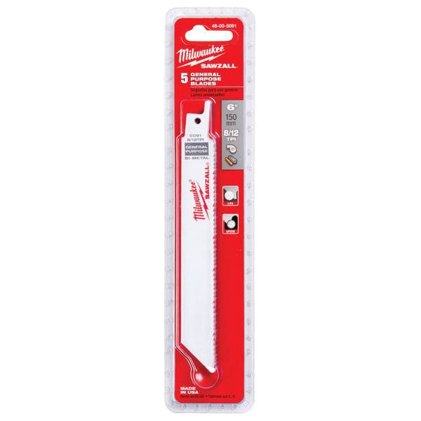 MILWAUKEE Blade Sawzall 6" 5PCS 48-00-5091 General