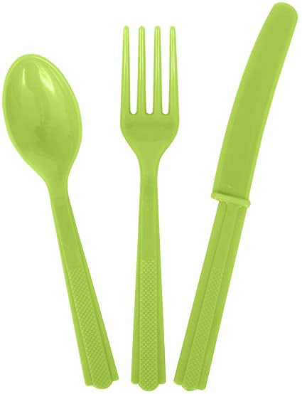 UNIQUE Party Plastic Cutlery 18PCS Pack 6 of Each Knife - Forks - Spoons