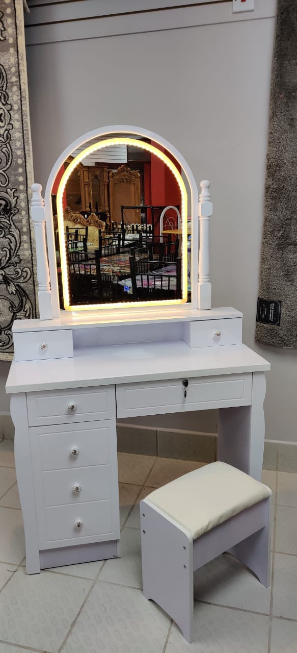 Dresser with Lighted Mirror & Seat
