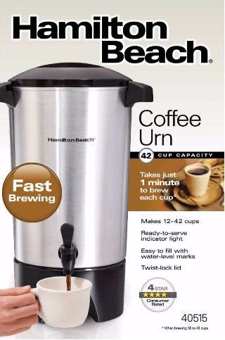 HAMILTON BEACH Coffee Maker 40515G Urn Stainless Steel
