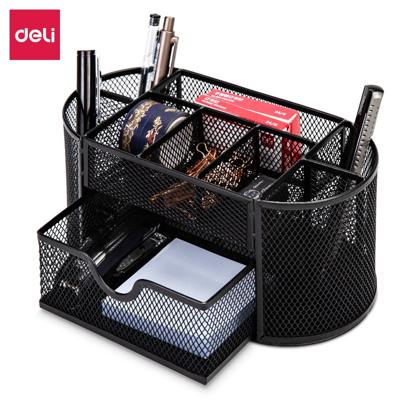 DELI Stationery Mesh Desk Organizer 8902 Metal