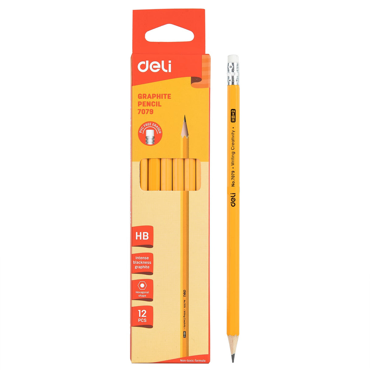DELI Stationery Pencil 7079 Hb = 2 Writting Creativity Graphite Pencil 12PCS Box