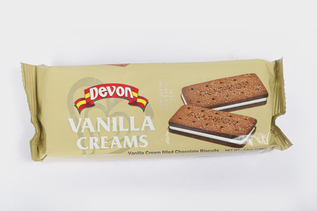 DEVON Biscuit Vanilla Creams Coconut Flavoured Cream Filled Biscuits 140G 4.9OZ